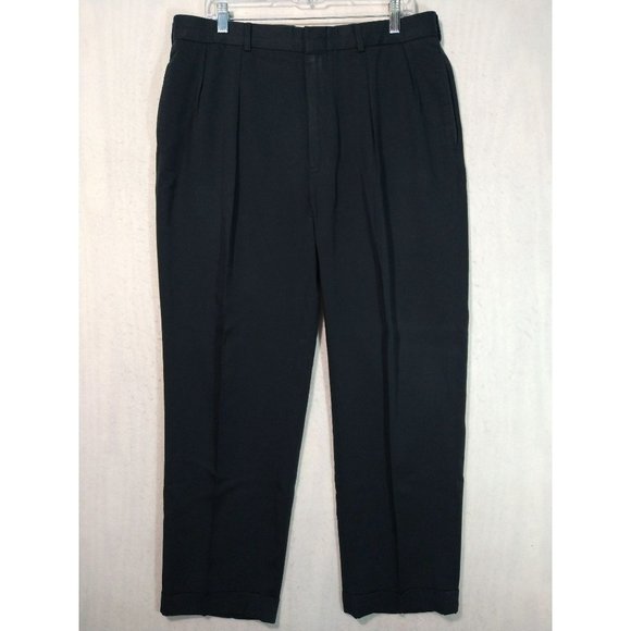 Polo Ralph Lauren Golf Mens Pants 36x30 Navy Blue Polyester Blend Cuffed Pleated - Picture 1 of 10